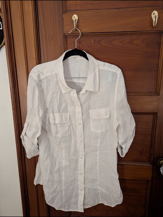 Calvin Klein Tops - Calvin Klein White Button-Down Linen Shirt